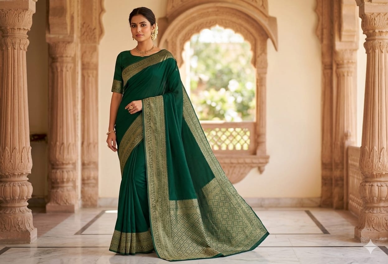 Emerald Green Silk Saree